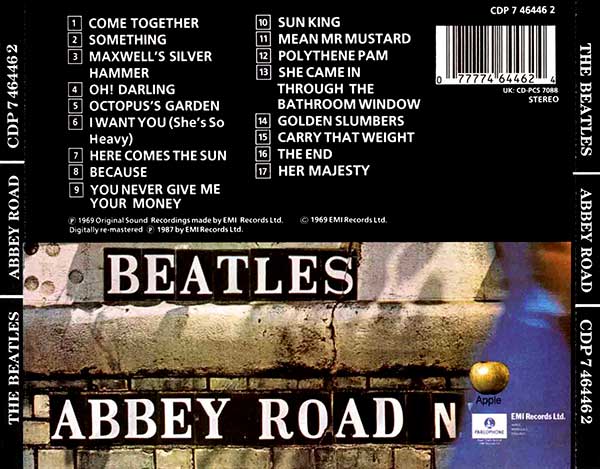 Abbey Road, back cover, original CD
