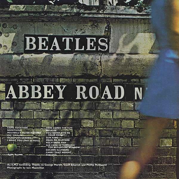 Abbey Road, back cover, vinyl (Her Majesty unlisted)