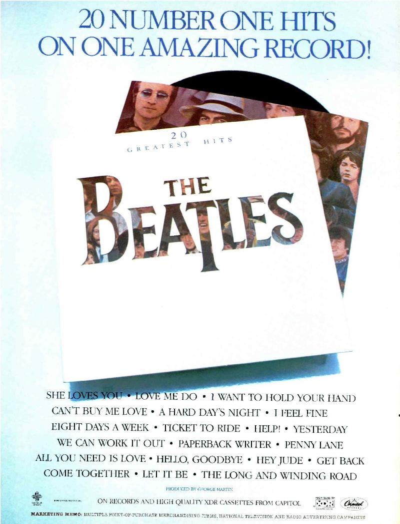 The Beatles: 20 Greatest Hits advertisement
