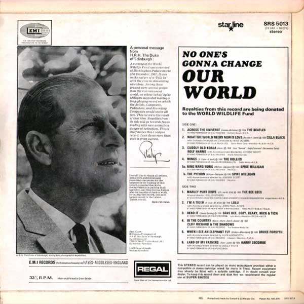 No One's Gonna Change Our World, back cover